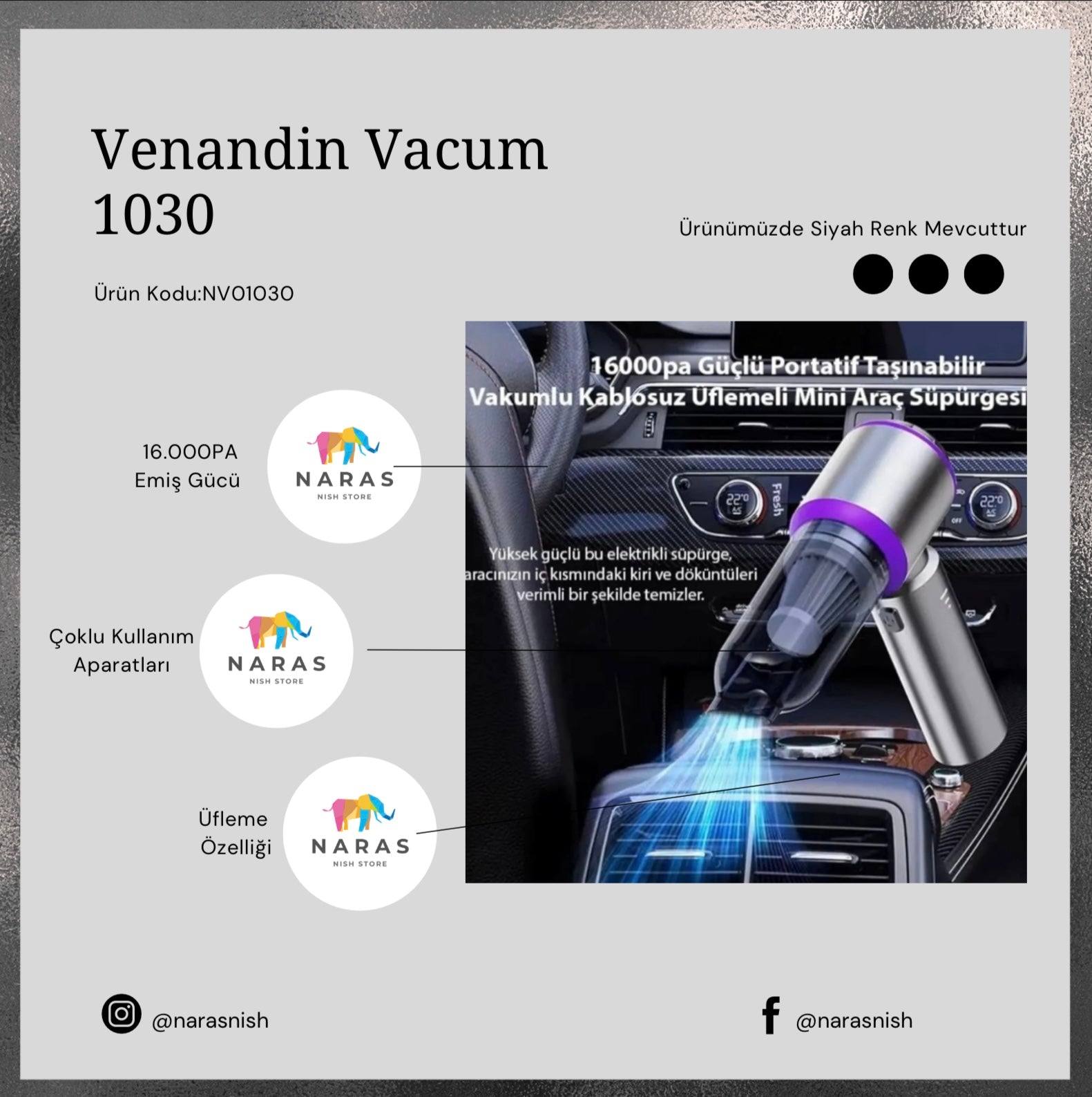 Venandin Vacum Cleaner Çok Fonksiyonlu Basınçlı Hava Üfleyici & Vakumlu Elektrikli Toz Temizleyici