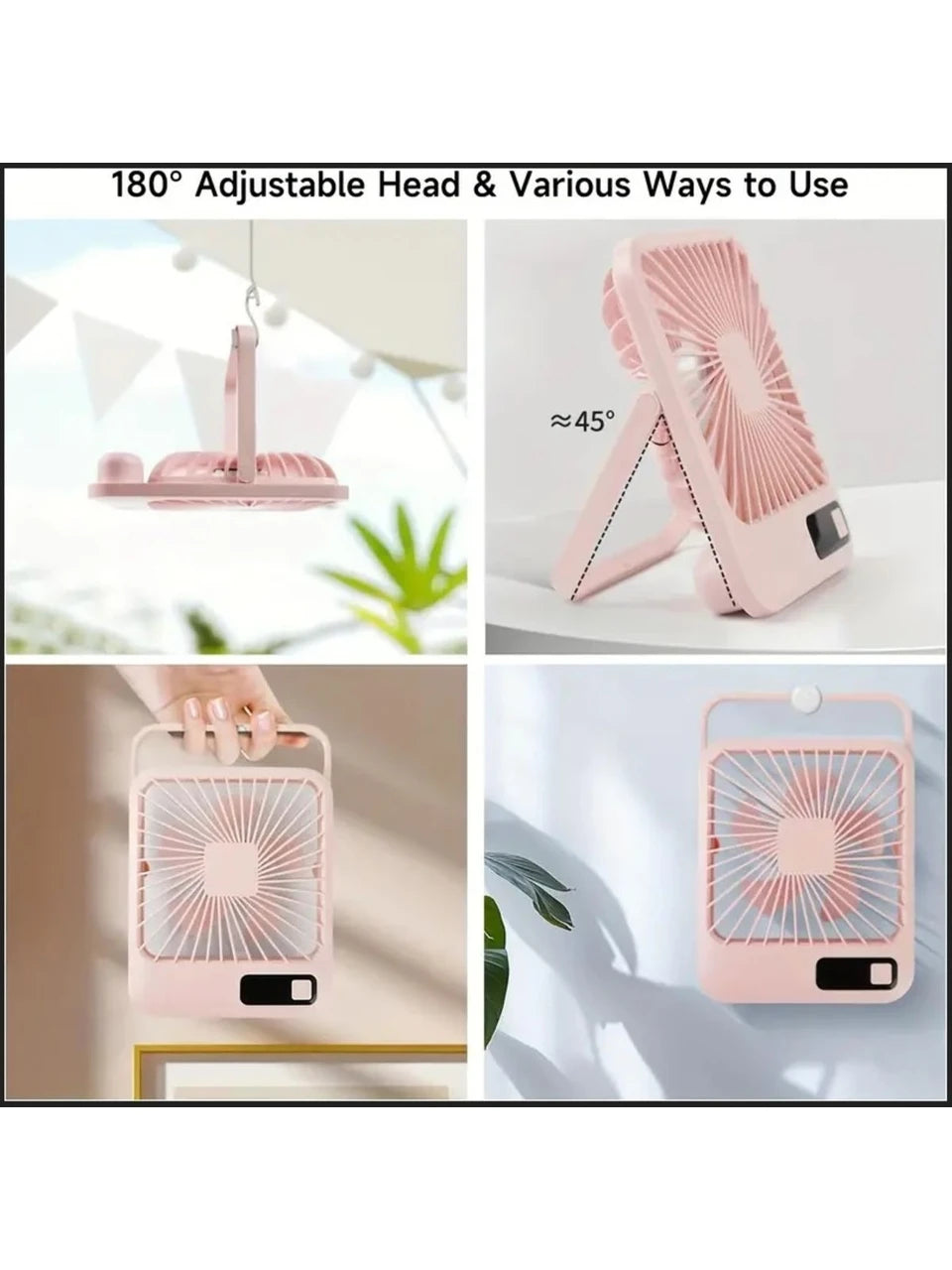 Masaüstü Şarjlı Fan 5 Hız Kademeli Ultra Ince Led Göstergeli Vantilatör Serinletici Mini Klima