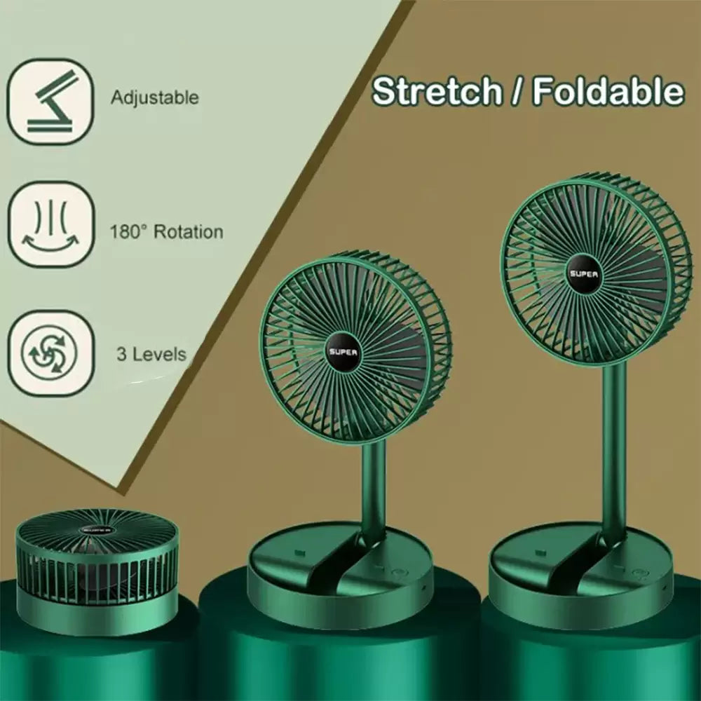 Naras Mini Fan Masaüstü Katlanabilir Şarjlı 3 Kademeli Vantilatör Telefon Stantlı 2in1 Taşınabilir
