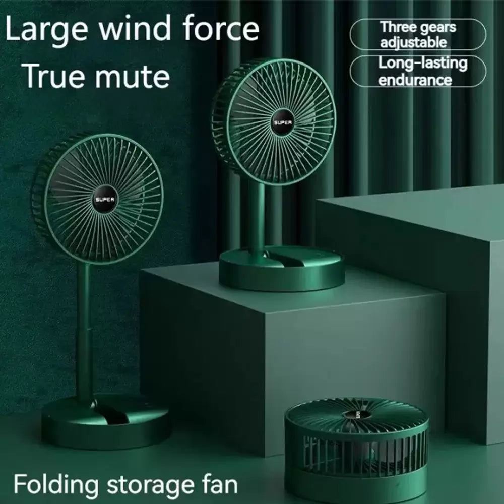 Naras Mini Fan Masaüstü Katlanabilir Şarjlı 3 Kademeli Vantilatör Telefon Stantlı 2in1 Taşınabilir