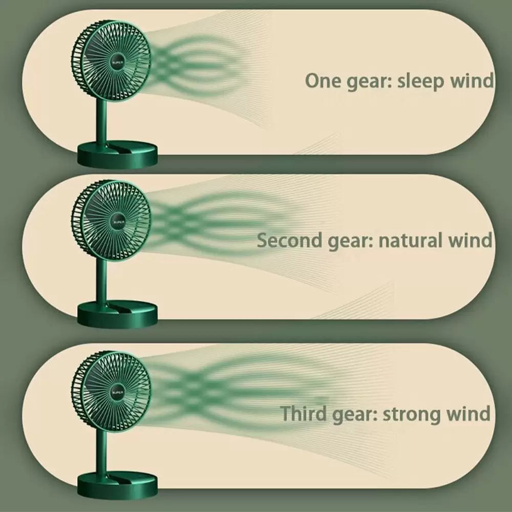 Naras Mini Fan Masaüstü Katlanabilir Şarjlı 3 Kademeli Vantilatör Telefon Stantlı 2in1 Taşınabilir