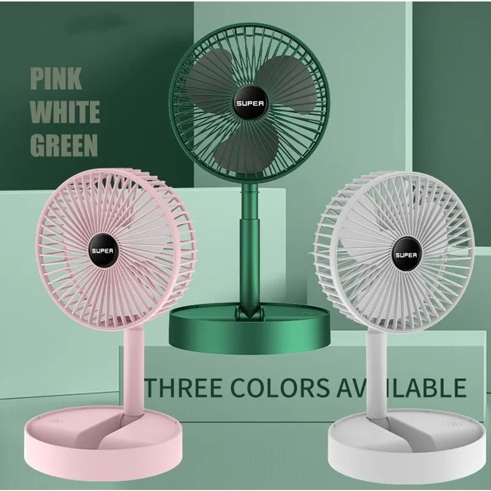 Naras Mini Fan Masaüstü Katlanabilir Şarjlı 3 Kademeli Vantilatör Telefon Stantlı 2in1 Taşınabilir
