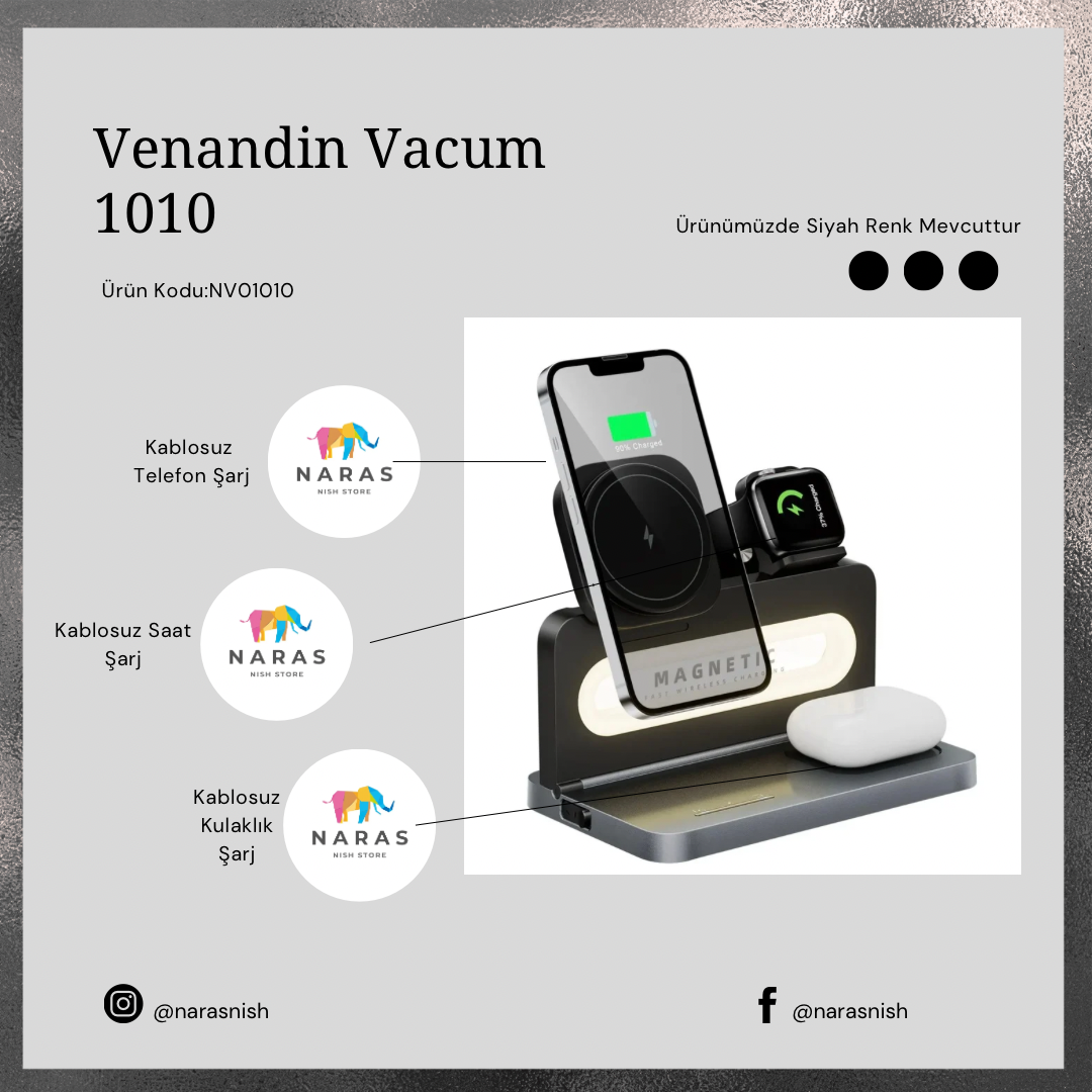 Venandin Opulix Opx-1010 3 in 1 Foidabie Magnetic Wireless Charger